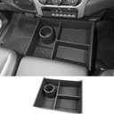 Center Console Floor Organizer for 2013-2018 Dodge Ram 1500 & 2019-2024 Ram 1500 Classic & 2013-2026 Ram 2500 3500 Accessories, Beach Seat Storage Box Tray with Cup Holder (Not for 2019-2026 New Body)