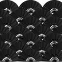 Blulu 24 Pcs Large Folding Fans for Line Dancing 13 Inch Boots on the Ground Fans for Line Dancing for Women Men Big Silk Clack Popping Make Loud Sound for Edm Music Party Decorations,(Black)