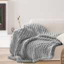 Chenille Chunky Knit Throw Blanket 50"60" 100% Hand Knitted with Thick Jumbo Chenille Yarn for Bed Couch Soft Cozy and Machine Washable Cute Comfy Blanket for Home Decor (Light Grey, 50"60")