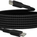 Belkin BoostCharge Braided USB-C to USB-C Cable (2M/6.6ft) for iPhone 16, iPhone 16 Pro, iPhone 16 Pro Max, Galaxy S25, S24, Note, Pixel 9 & 8, iPad Pro, Nintendo Switch 2 & More - Black