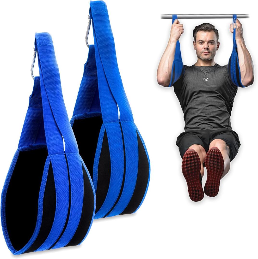 Hanging Ab Straps for Pull Up Bar, 1 Pair Ab Straps Exercise Equipment for Rip Resistant And Padded Arm Support for Ab Workout, Ab Sling Straps for Knee & Leg Raises, for Men And Women (Blue)