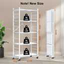 Himix Storage Shelves with 20 Hooks, 5-Tier Foldable Shelves for Storage, Collapsible Organization Rack Bookshelf 440 Ibs for Kitchen Garage Home Room, White - No Assembly