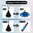 NOOFORMER Compact Reverse Folding Umbrella Automatic Windproof Travel Inverted Umbrellas (A7-Sky(Inverted))