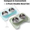 Cat Food Ant Barrier Bowl Tray, 2-Pack Two Colors Ant Proof Cat Food Bowls with Water Moat Design, 304 Stainless Inserts, 360 Bowl Stand Feeding Station, Easy-Clean Tray, Indoor/Outdoor