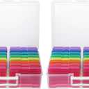 novelinks Transparent 4" x 6" Photo Organizers and Photo Storage Box with Handle, 16 Inner Photo Cases, Portable Picture Organizers & Photo Storage Containers (Multi-Colored 2Pack)