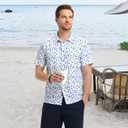 M MAELREG Mens Hawaiian Shirts Short Sleeve Button Down Tropical Beach Floral Solid Print Summer Vacation Mens Casual Shirts (3X-Large, Dreamy Starry Sky)