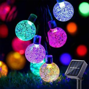 Solar String Lights Outdoor 100 Led 40 Feet Crystal Globe Lights with 8 Lighting Modes, Waterproof Solar Powered Patio Light for Garden Yard Porch Wedding Party Outdoor Decoration(Multicolor)