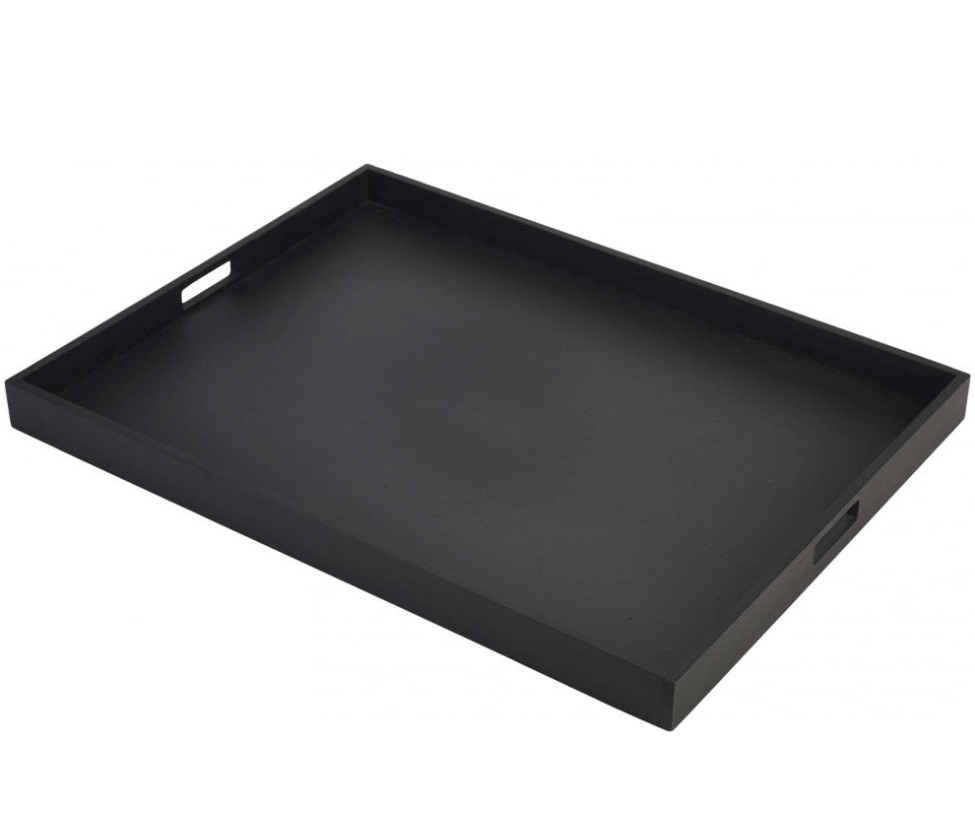 Metal Serving Tray with Handle, Ottoman Decorative for Home, 22x30 inches Black