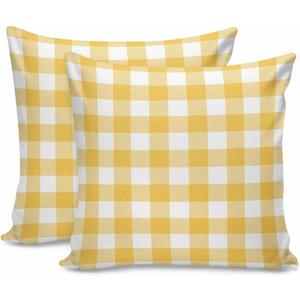 Throw Pillow Covers Set of 2 Yellow Buffalo Check Plaid Pillow Covers 18x18 Inch Decorative Pillowcases Pillows Cushion Case for Couch Bed Sofa Patio Garden Indoor Outdoor Summer Home Decor