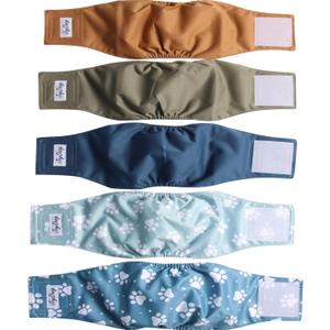 JoyDaog Reusable Dog Belly Bands for Male Dogs Diapers, 5 Pack Premium Washable Dog Diapers Male Puppy Nappies Wrap, M