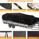 NEVERLAND Trailerable Boat Cover Waterproof Heavy Duty Marine Grade Polyester Canvas Fits Pontoon/Deck Boats (Boat Length 21-24ft, Beam Width up to 104", Black)