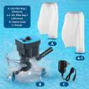Cordless Pool Leaf Vacuum Cleaner with Dual Filter Bags for Above Ground & Inground Pools Heavy Duty Swimming Pool Vacuum, 24GPM Strong Suction for Easy Leaf & Debris Removal