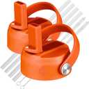 LLCJYYCY Lids with Straw for Hydroflask Wide Mouth 20 32 40 oz, Flex Straw Lid Fit for Hydro Flask Sports Water Bottles, Flexible Handle Replacement Lid(2 Pcs Bright Orange)