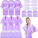 24 Spa Party Supplies for Girls Birthday Spa Satin Robe Drawstring Bag Eye Mask Headband Kid Gift Goodie Bag Stuffer Princess Slumber Pamper Spa Party Decor Makeup Spa Party Favors