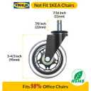 HOLKIE Office Chair Wheels - Universal Fit 3 Inch Roller Blade Casters - Safe for Hardwood Carpet Floors - Heavy Duty Rubber Replacement for Gaming Chairs - Smooth, Silent Glide - Set of 5