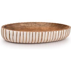 Kimona Decorative Bowl Wood Bowls Decorative Table Centerpiece, Wood Dough Bowl Farmhouse Country, Restaurant, Caf (14" x 6" x 2.3")