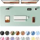 YSAGi Leather Desk Protector, Office Mat, Large Mouse Mat, Non-Slip PU Leather Blotter, Laptop Desk Pad, Waterproof Writing Pad for Office and Home (Pale Green, 47.2" x 23.6")