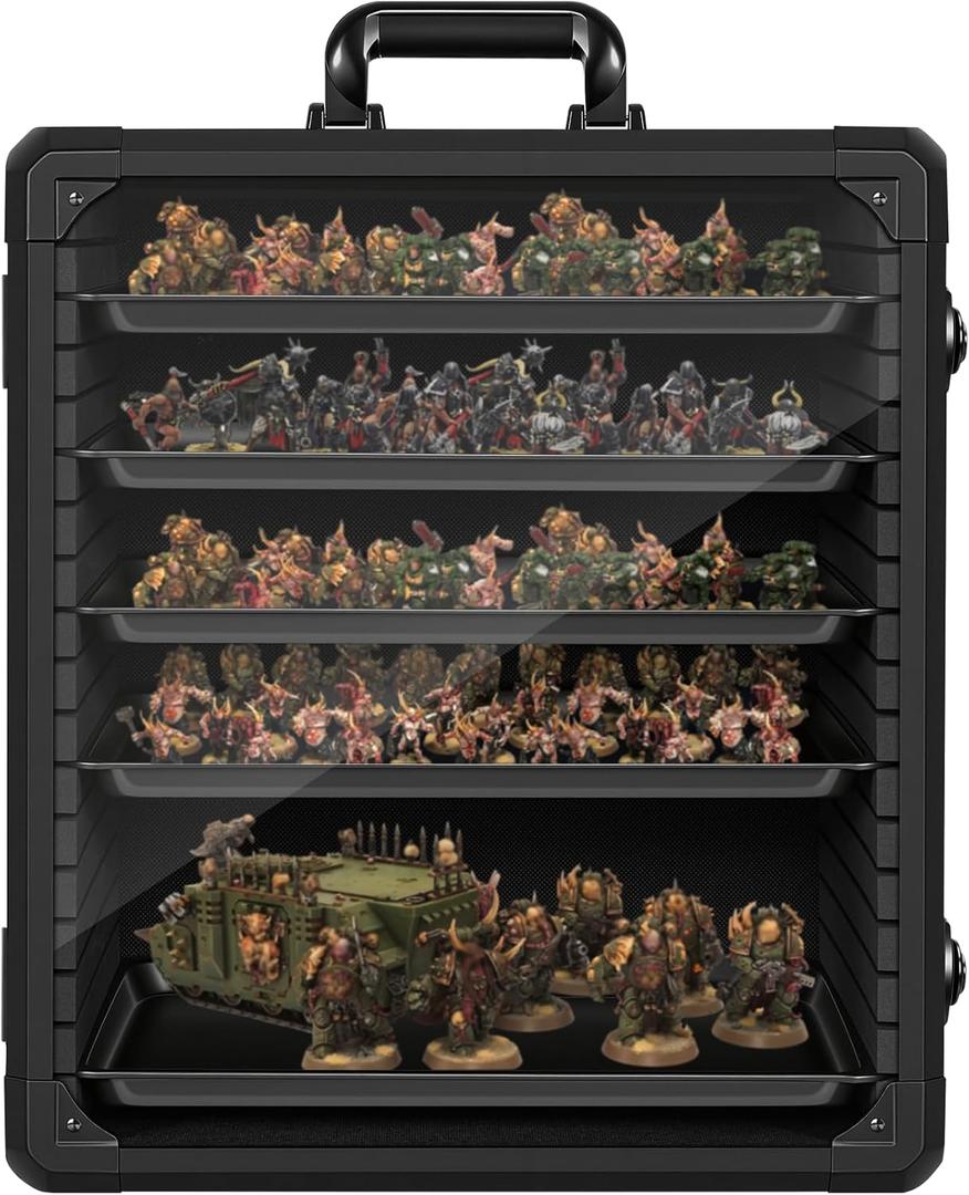 Miniatures Storage Case Miniatures Transport Case Aluminum Alloy Frame with Lock (X-Large Size)