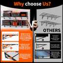 Heavy Duty Foldable Garage Storage Shelves Wall Mounted Metal Rack Unit Organizer with Removable Edge Barriers, Adjustable System for Corner Wall Use, 69.96 Inch Long 24.45 Inch Large
