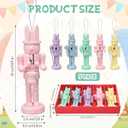 Bucherry 5 Pcs Pastel Easter Bunny Nutcracker 5 Inch Wooden Glitter Easter Nutcracker Figures Decorations, Pastel Bunny Table Sign for Spring Home Desktop Fireplace Collectible Gifts