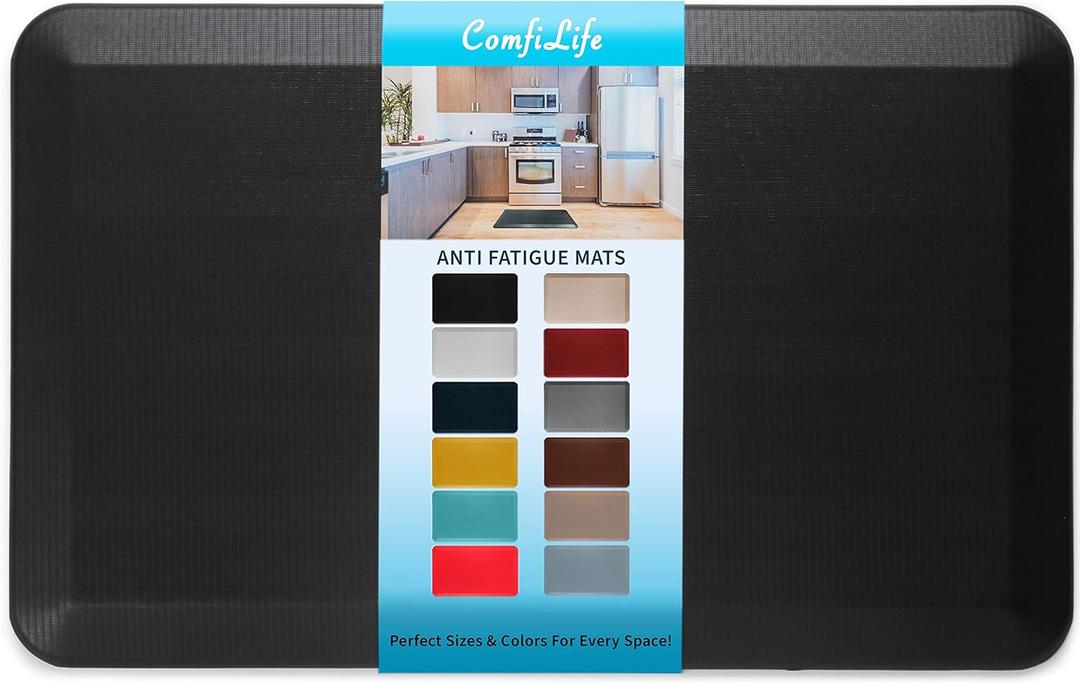 ComfiLife Anti Fatigue Floor Mat  3/4 Inch Thick Kitchen Mats for Floor, Standing Desk Mat, Kitchen Rug  Comfort at Home, Office  Durable  Stain Resistant  Non-Slip Bottom (20" x 32", Black)