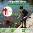 Extra-Large Heavy Duty Lake Weed Rake for Ponds with 9.5" Long Solid Metal Tines, 11FT Commercial-Grade Aquatic Weed Removal Tool,Deep Water Weed Cleaner for Large Aeras,Ergonomic Handle