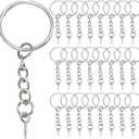 100Pcs 1 Inch Key Ring Bulk 25mm Keychains Set with Chain and Open Jump Rings, Key Chain Rings Assorted for Jewelry Making, DIY Crafts, Car Keys
