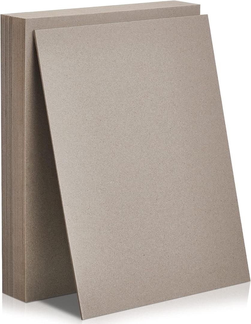 20 Pcs Book Board, Binders Board Chipboard Designer Bookboard Kraft Heavy Duty Chipboard Sheets Bookbinding Supplies for Book Binding Cover (Gray, 7 x 5 Inch 50PT)