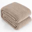 Knitted Throw Blanket 50"X60", Taupe Knit Throws for Bed, Super Soft Boho Chevron Blankets for Couch Sofa Chair Room Decor, Textured Decorative Farmhouse Cozy Lightweight