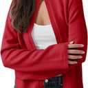 Saodimallsu Womens Lightweight Cardigans Open Front Long Sleeve One Button Casual Crewneck Loose Knit Shrug Sweater (Red)