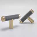 12 Pack 5 Inch 128 mm Barrel Cabinet Pulls Gold and Grey Cupboard Aluminum Handles Drawer Pull Cabinet Handles (Gold and Grey T)