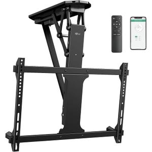 WALI Motorized Ceiling TV Mount with Remote, Electric Flip Down TV Bracket for 32 to 70 inch Flat and Curved Screen Up to 77 Lbs, Pitched Roof, Max Mounting Holes 600x400mm (FCM604), Black