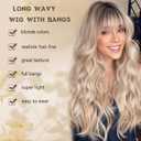 MINSEEYOO Blonde Wig with Bangs for Women Long Blonde Wavy Wigs 26 Inch Blonde Wigs Natural Looking Heat Resistant Synthetic Wig for Daily Party Use