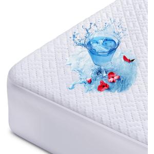 Hanherry 100% Waterproof Mattress Protector King Size, Mattress Cover 3D Air Fabric Cooling Mattress Pad Cover Smooth Soft Breathable Noiseless, 8''-21'' Deep Pocket (White)