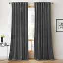RYB HOME Grey Velvet Curtains 90 inches Long - Super Soft Blackout Curtains Thermal Insulated Drapes Back Tab Style for Bedroom Home Office, Wide 52 x Long 90, Grey, 2 Panels
