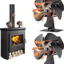 Flanagan 2 PCS Fireplace Fans, 5 Blades Stove Fan,7in Log Burner Fan Heat Powered Fireplace Fan for Wood Burning Stove/Log Burner/Fireplace(Include Magnetic Thermometer) (2 PCS -5 Blades)