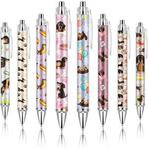 Ireer 8 Pcs Ballpoint Pens for Women 1.00 mm Cute Black Ink Fancy Pens Fine Point Smooth Writing for Students Classroom Office Supplies(Dachshund)