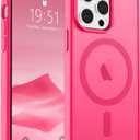 SUPFINE Magnetic for iPhone 14 Pro Max Case (Compatible with MagSafe) (Military Grade Drop Protection) Slim Translucent Matte Shockproof with Anti-Fingerprint Phone Case, Hot Pink
