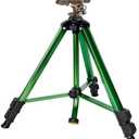 Biswing Impact Sprinkler Head on Tripod Base, Heavy Duty Lawn Sprinklers, 360 Degree Large Area Irrigation, Brass Sprinkler Nozzle & Solid Alloy Metal Extension Legs Flip Locks, 1 Pack