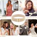 Initlove Wide Stretchy Belt for Women Waist Elastic Waistband for Dresses (Fat Waist 26"-28", Bling Beige Band Gold Buckle)