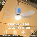 21 Solar Ceiling Fan Light, Solar Outdoor Ceiling Fan Light with Remote and Hook, Portable Wireless Rechargeable Outdoor Hanging Fans for Camping RVs Patio Canopy Chicken Coop Outside