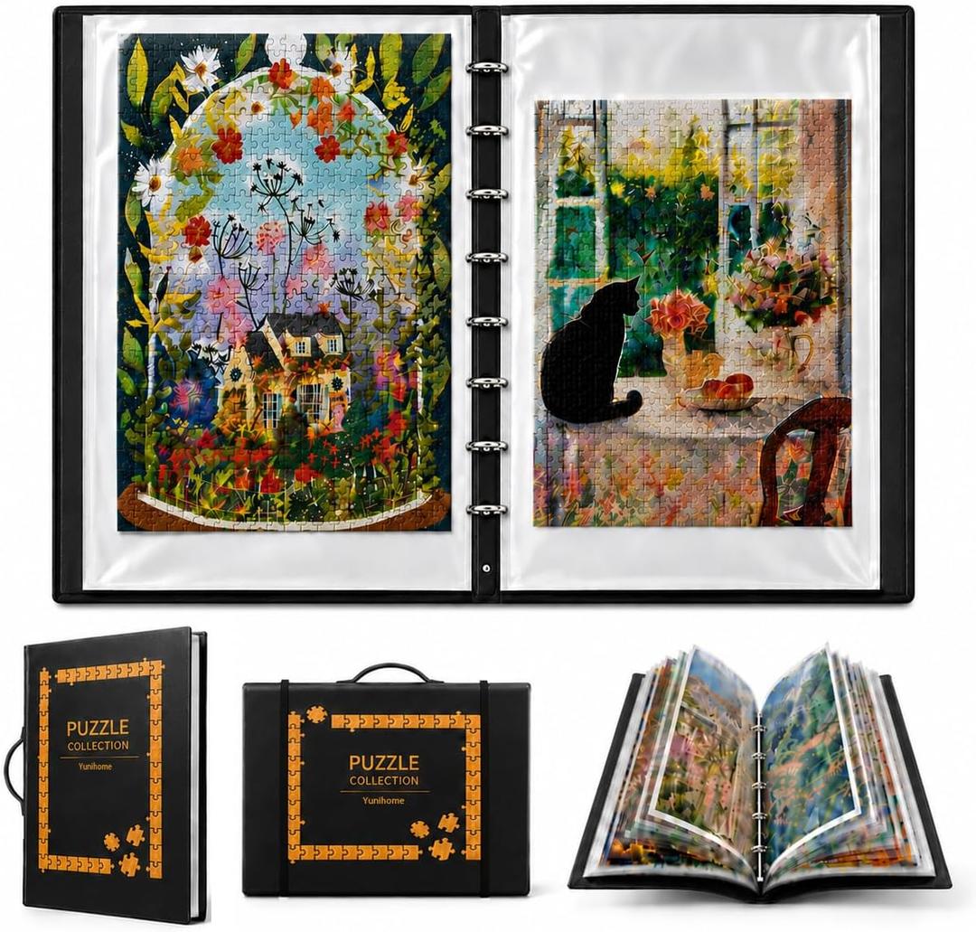 Removable Puzzle Binder, 28.3" x 20.5" Puzzle Book Holder for Puzzles for Adults Foldable 500-1000 Piece Jigsaw Puzzle Storage Folder Portfolio Holds 20 Puzzles, Puzzle Saver.