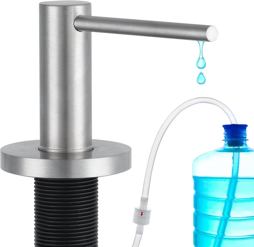 Gappo Upgraded Soap Dispenser for Kitchen Sink Brushed Nickel, Stainless Steel Countertop Pump, Built in Sink Soap Dispenser with 47" Extension Tube Kit