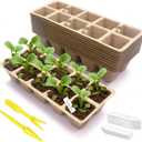 120 Cells Seed Starter Tray, 12 Pack Germination Peat Pots with 100 Labels, Plant Starter Kit for Seedlings