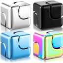 Wettarn 4 Pcs Spinners Fidget Cube Toys for Adults Small Desk Toys Gift Sensory Focus Metal Cube Spinners Desktop Anxiety Stress Relieve Autism ADHD Relaxing Christmas