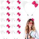 12 Pcs Kitten Cat Ears Headbands Pink Bow Kitty Birthday Decoration for Party Favor Backdrop Kitten Bow Hair Costume