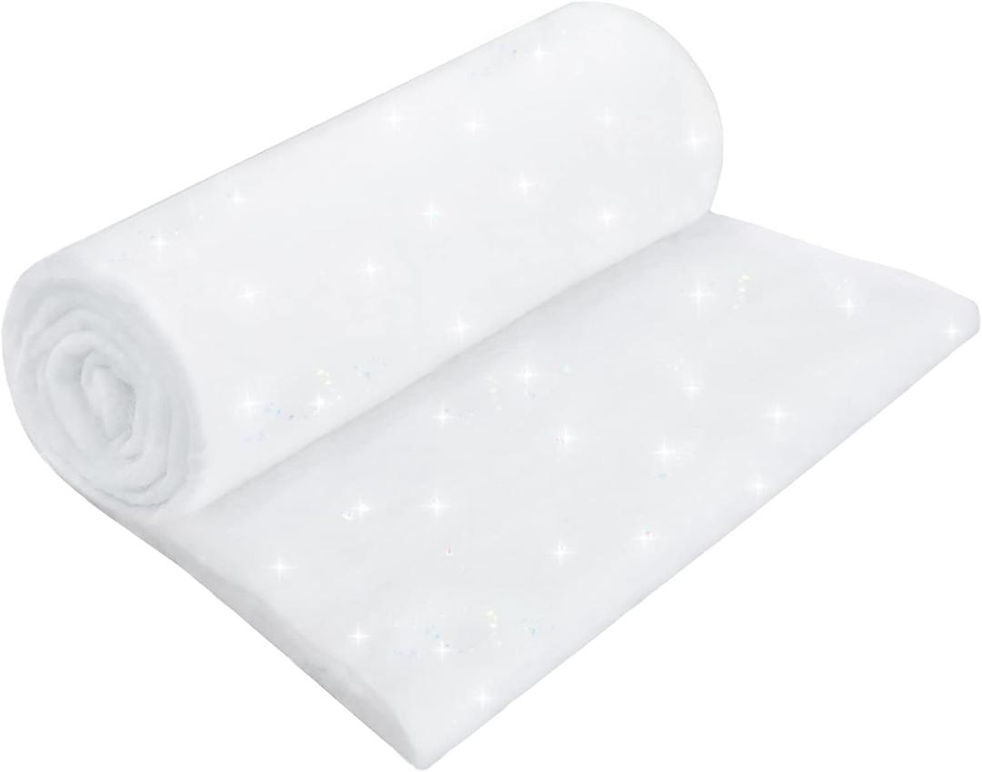 Fake Snow Blanket, Glittered Snow for Christmas Village, Artificial Snow Cover Blanket, Christmas Snow Sheets for Decorating (2.62x 7.87Ft)