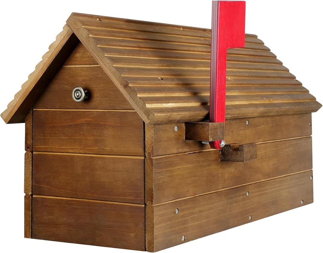 Cedar Mailboxes Outside, Mailboxes for House Outside Decorative, Outdoor Custom Mailbox Wood Roof for Envelope, Mail, Postcards, Books, Garden Yard Storage Box School Library