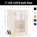 EUSOAR Gift Bag with Window, 50pcs 7"x5.12"x9.84" White Kraft Paper Tote Shopping Bags with Transparent Window, Clear Bouquet Gift Bags With Handle for Gift Wrapping Festival Bridal Party Gifts