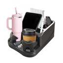 EaseRide Car Center Console with Adjustable Cup Holders, Universal Center Console Organizer for Truck, Cars, Minivans, Suvs, Truck Floor Console, Bench Seat Center Console (Black)